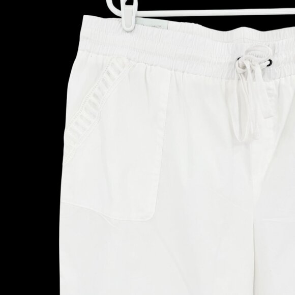 Palm Rio Womens Pull-on Elastic/Drawstring Stretch Poplin White Capris Sz XL NWT - Picture 3 of 11